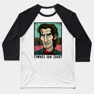 Townes Van Zandt •• Retro Illustration Baseball T-Shirt